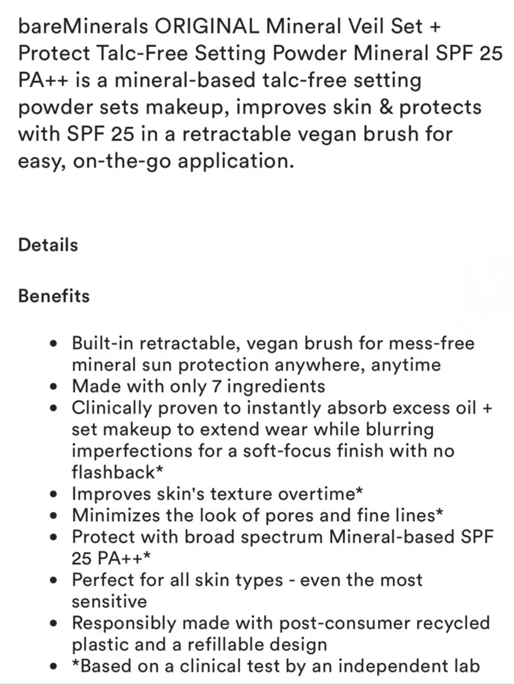 Bareminerals Original Mineral Veil Set + Protect Translucent Powder SPF 25